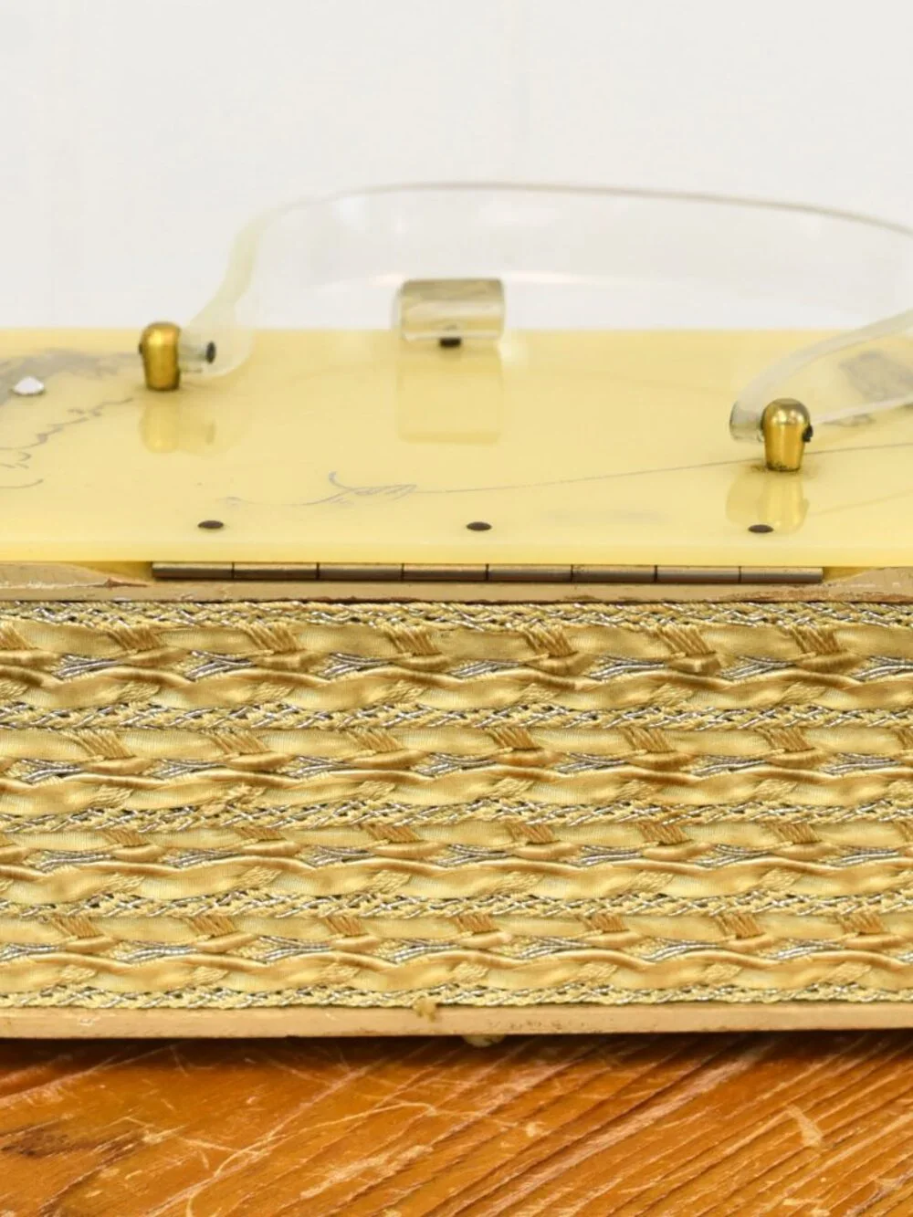 Vintage 1950s Lucite French Poodle Rhinestone Miami Hand Painted Box Purse - Picture 10 of 16